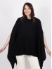 Super Soft Turtle Neck Side Slit Two-Tone Poncho